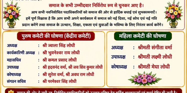 jamshedpur lodhi kshatriya mahasabha : अखिल भारतीय लोधी क्षत्रिय महासभा की कमेटी की घोषणा, महिला कमेटी भी घोषित jamshedpur lodhi kshatriya mahasabha : अखिल भारतीय लोधी क्षत्रिय महासभा की कमेटी की घोषणा, महिला कमेटी भी घोषित