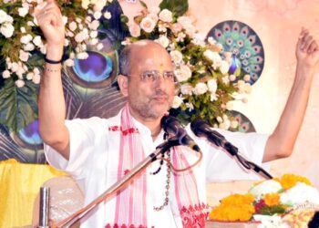jamshedpur bhagwat katha-भगवान श्रीकृष्ण संग रूकमणी विवाह की कथा सुन भक्ति रस में डूबे श्रद्धालु,बिष्टुपुर सत्यनारायण मारवाड़ी मंदिर में भागवत कथा का छठवां दिन