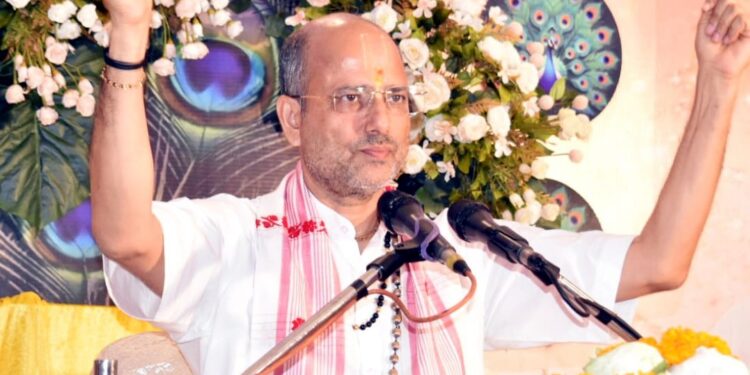 jamshedpur bhagwat katha-भगवान श्रीकृष्ण संग रूकमणी विवाह की कथा सुन भक्ति रस में डूबे श्रद्धालु,बिष्टुपुर सत्यनारायण मारवाड़ी मंदिर में भागवत कथा का छठवां दिन jamshedpur bhagwat katha-भगवान श्रीकृष्ण संग रूकमणी विवाह की कथा सुन भक्ति रस में डूबे श्रद्धालु,बिष्टुपुर सत्यनारायण मारवाड़ी मंदिर में भागवत कथा का छठवां दिन
