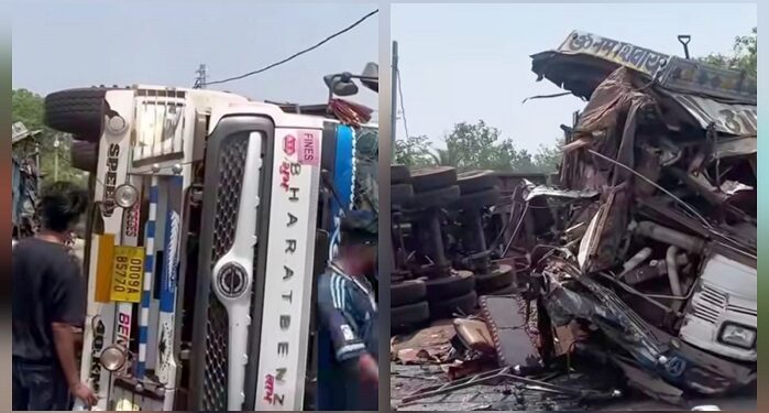 Saraikela accident : राजनगर में ट्रक- ट्रेलर में टक्कर, पलटा ट्रेलर, दोनों चालक घायल