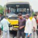 jharkhand dhanbad road accident- धनबाद मे सड़क हादसा, स्कूली बस को तेज रफ्तार कंटेनर ने मारी टक्कर, दोनों वाहन के चालक घायल, बच्चे सुरक्षित