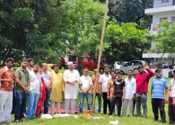 Jamshedpur bhumi pujan : टेल्को प्लाजा मैदान में गणेश पूजा पंडाल का हुआ भूमि पूजन